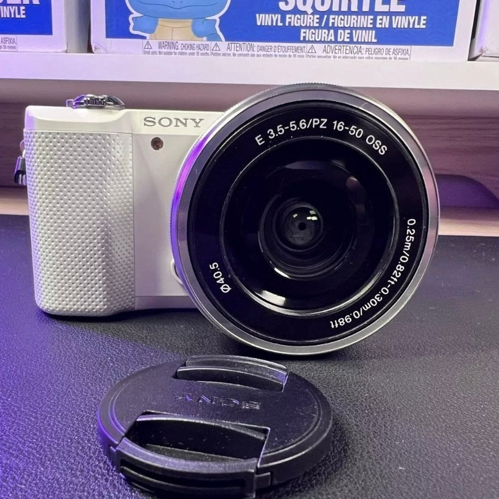 bevintage™ 🍇 ₊˚💜 Sony Alpha a5000 Mirrorless Digital Camera (White) with 16-50mm Lens 🍥 🎀📷