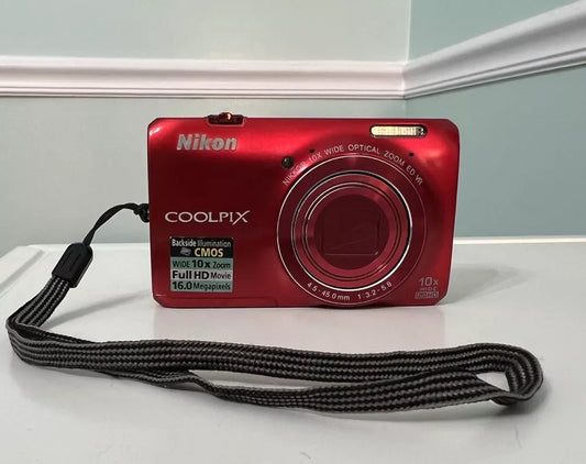 bevintage™ Used 🍇₊˚💜 Nikon COOLPIX S6300 (Red) 16.0MP Compact Digital Camera with 10x Optical Zoom 🍥🎀📷