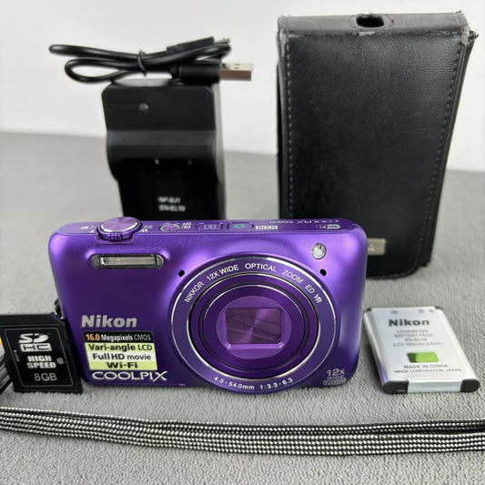 bevintage™ 🍇 ₊˚💜 Nikon COOLPIX S6600 Digital Camera (Rare Purple) 16.0MP with 12x Zoom - Complete Set 🍥 🎀📷