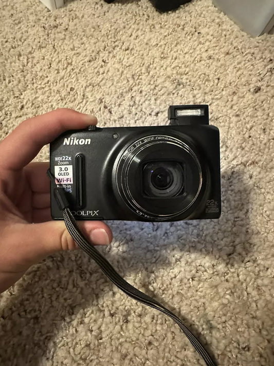 bevintage™ Used 🍇₊˚💜 Nikon Coolpix S9500 18.1 MP Digital Camera (Black) 🍥🎀📷