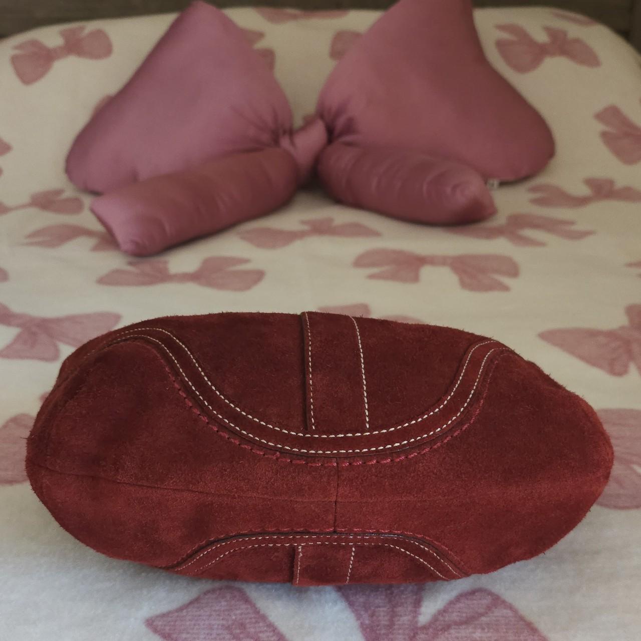 bevintage™ ❤️ Y2K Vintage Coach Small Suede Burgundy Hobo Shoulder Bag ❤️