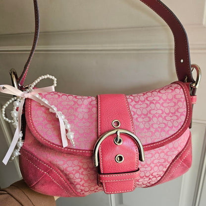 bevintage™ Vintage Coach Mini Soho Buckle Flap Pink Shoulder Purse🌺🩷