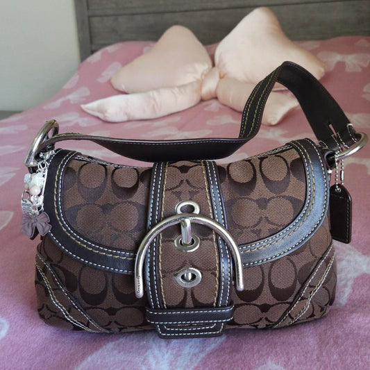 bevintage™ Y2K Vintage Coach Brown Mini Soho Signature Cs Shoulder Purse🤎🌆