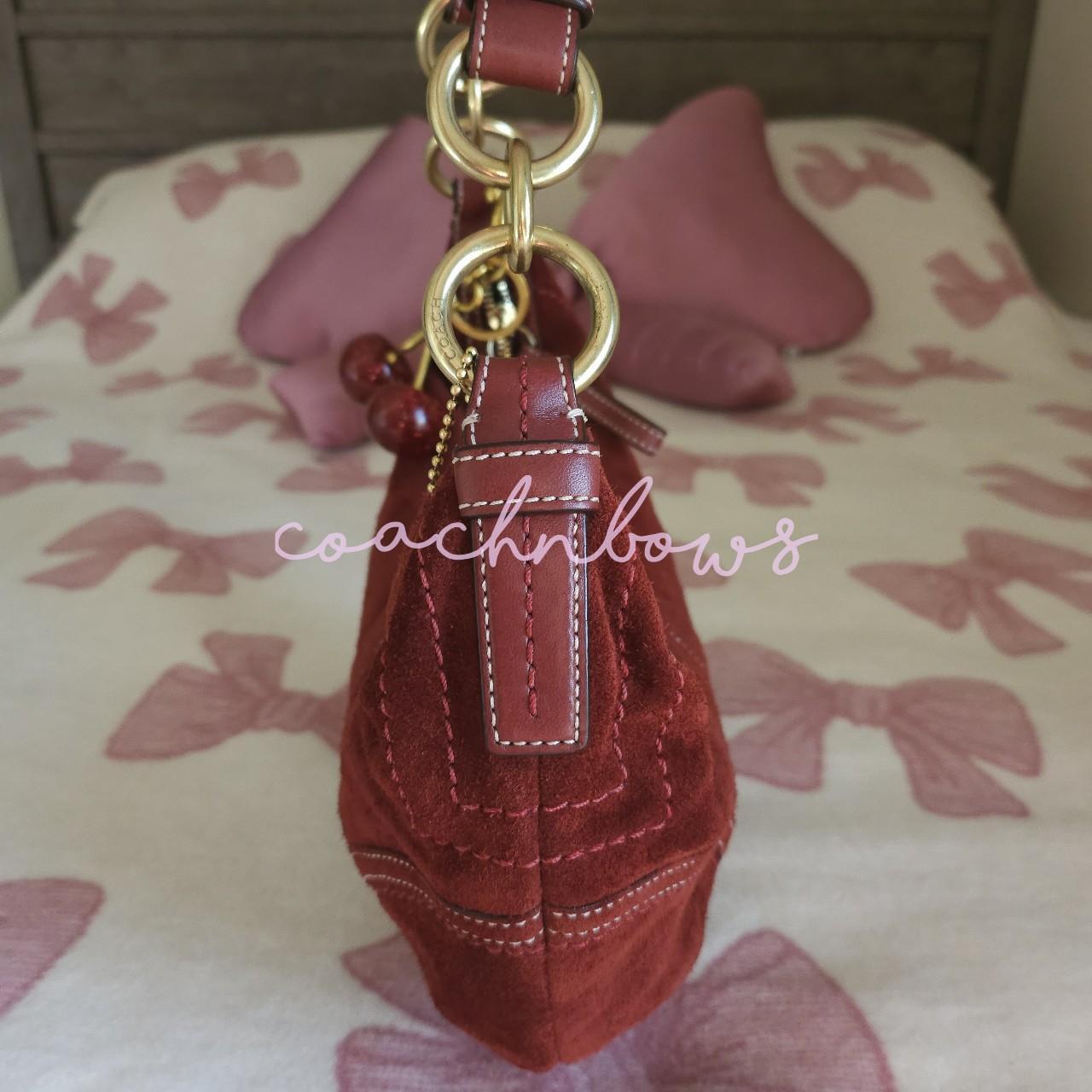 bevintage™ ❤️ Y2K Vintage Coach Small Suede Burgundy Hobo Shoulder Bag ❤️