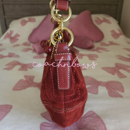 bevintage™ ❤️ Y2K Vintage Coach Small Suede Burgundy Hobo Shoulder Bag ❤️