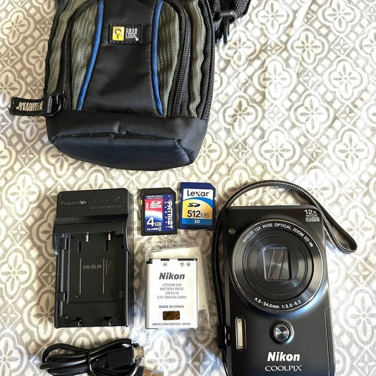 bevintage™ 🍇 ₊˚💜 Nikon COOLPIX S6900 16.0MP Digital Camera (Black) with 12x Zoom and Wi-Fi 🍥 🎀📷