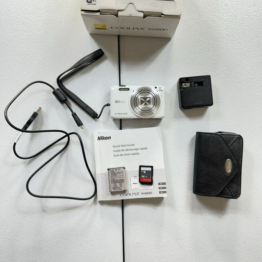 bevintage™ 🍇 ₊˚💜 Nikon COOLPIX S6800 16.0MP Wi-Fi FHD Digital Camera (White, Open Box) 🍥 🎀📷