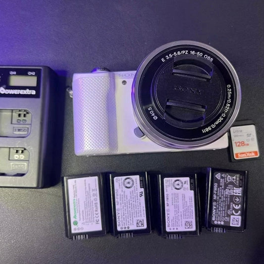 bevintage™ 🍇 ₊˚💜 Sony Alpha a5000 Mirrorless Digital Camera (White) with 16-50mm Lens 🍥 🎀📷